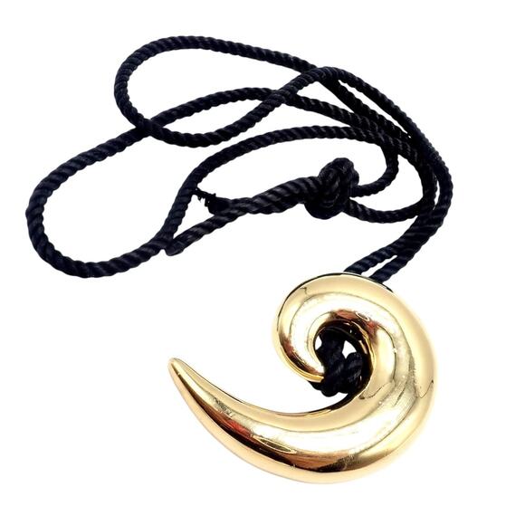 Vintage! Tiffany & Co 18k Yellow Gold Cummings Large Spiral Nautilus Necklace - Picture 1 of 16